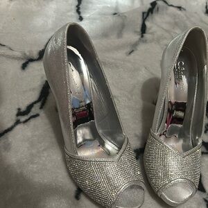 Silver high heels (size 7)